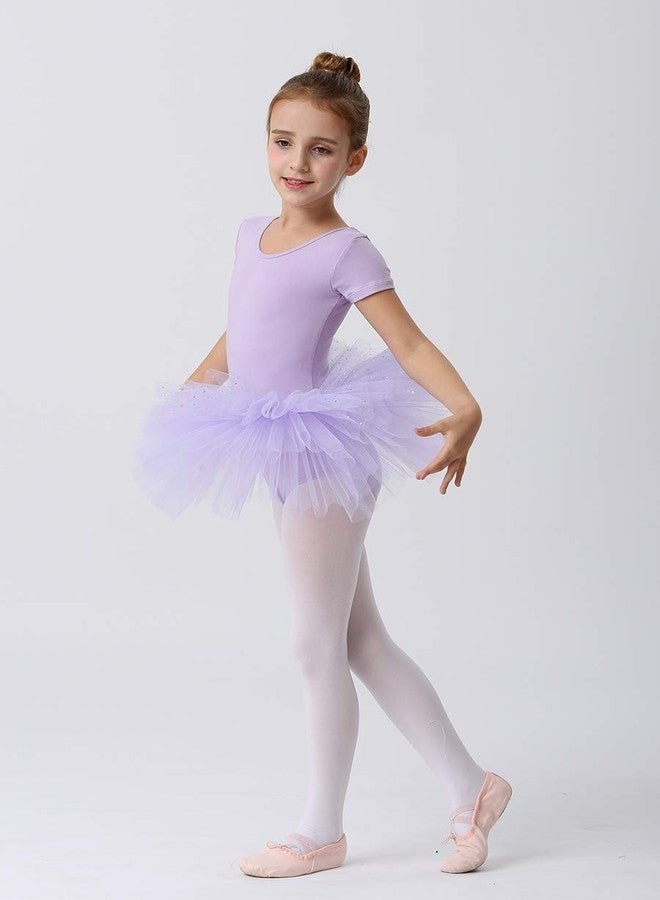MdnMd Girls Toddler Short Sleeve Glitter Dance Ballet Tutu Ballerina Dress Outfit Leotard (Purple, Age 4-6 / 4t,5t) - Image 3
